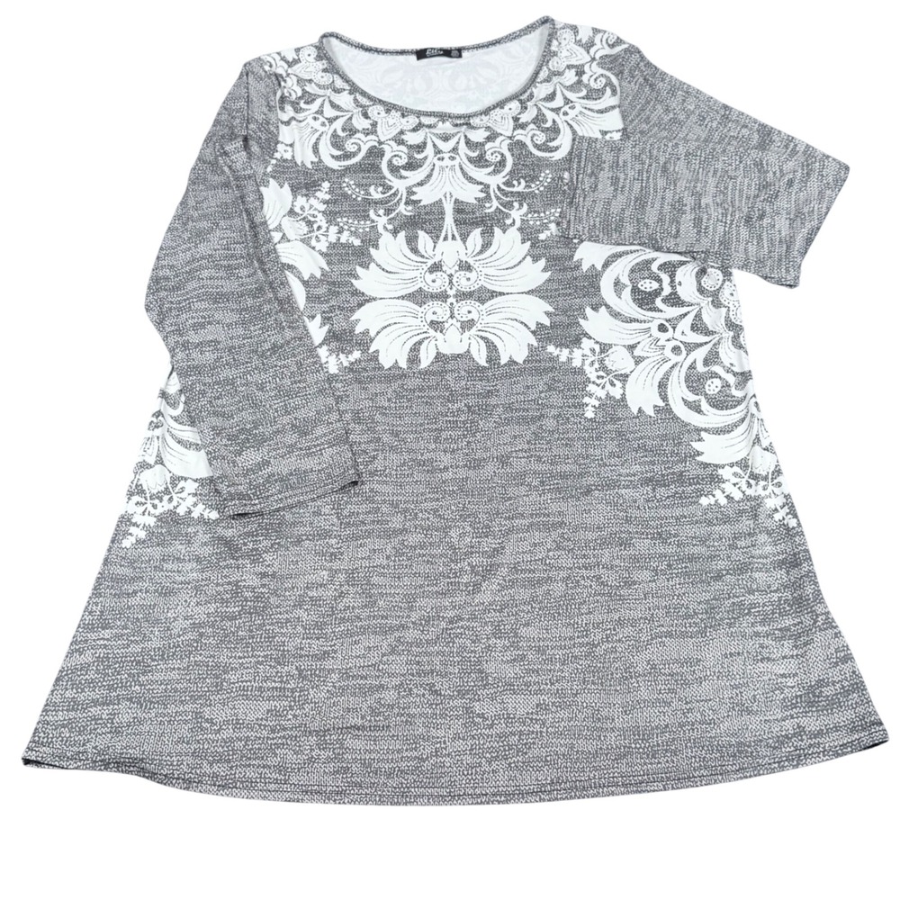 Lily by Firmiana Sz 3XL Damask‎ Baroque Floral Tunic Blouse Bohemian Artsy Flowy